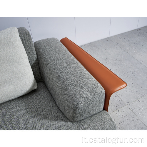 Divani da soggiorno Mobili da soggiorno Bottone trapuntato moderno in pelle rossa a forma di L divano in velluto
